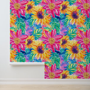Watercolor Sunlit Garden Whimsy Wallpaper