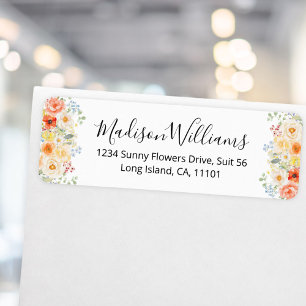 Watercolor Sunny Flowers Floral Return Address Label
