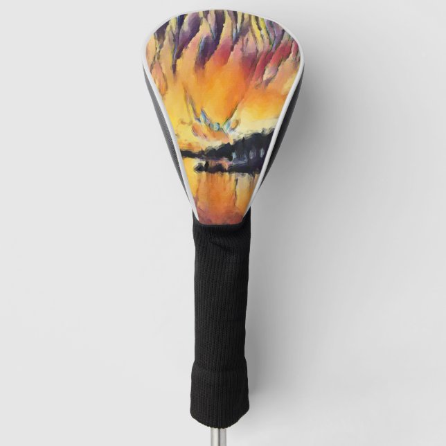 Watercolor sunrise Croatia in Slatine Island  Golf Head Cover (Front)