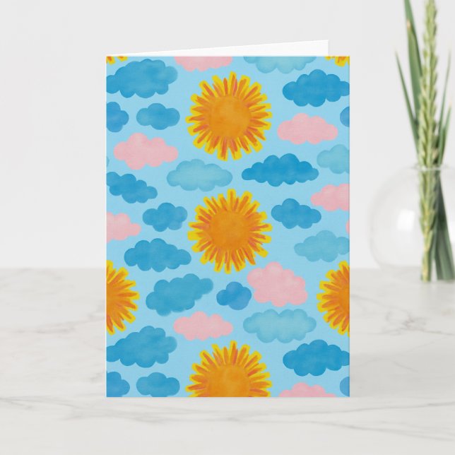 Watercolor Sunrise Sunset Blank Greeting Card   (Front)