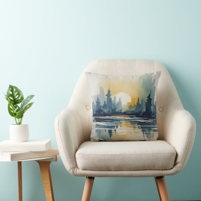 Watercolor Sunset Abstract Cushion (Chair)