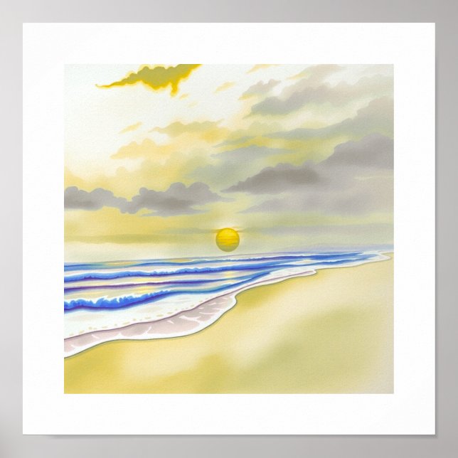 Watercolor Sunset Art Poster (Front)