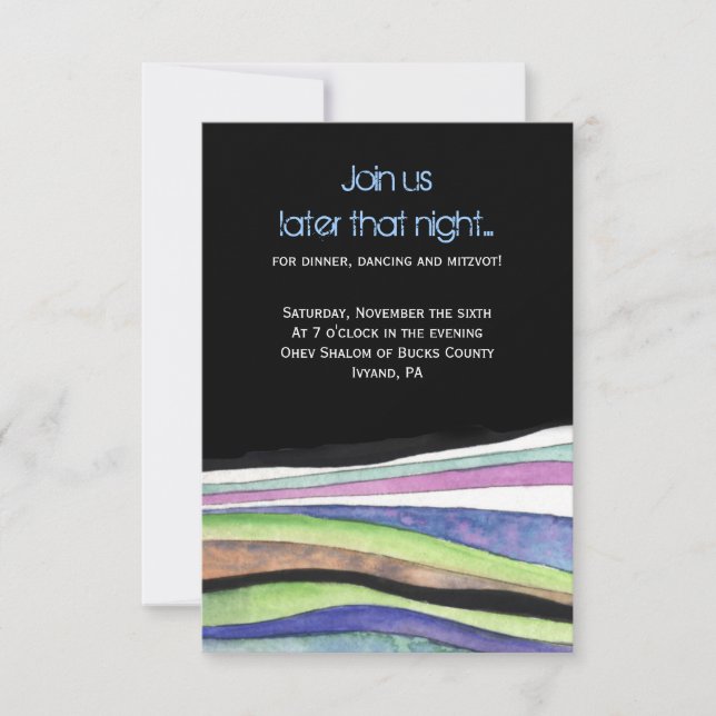 WATERCOLOR SUNSET Bat Bar Mitzvah Party Card (Front)