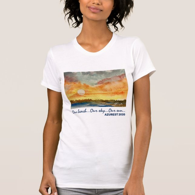 Watercolor Sunset  Fine Cotton Women's T-shirt (Front)
