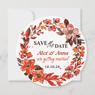 Watercolor Sunset Flowers Save the Date Card