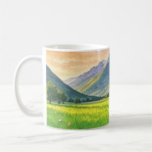 Watercolor Sunset Mountain Landscape Mug