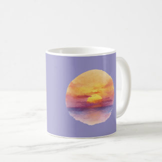 Watercolor Sunset Ocean Horizon Aesthetic Round St Coffee Mug