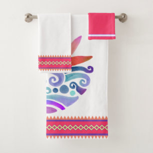 Watercolor Sunset on Water Multi-colour Bath Towel Set