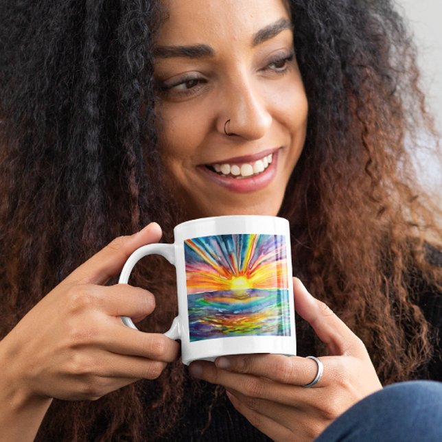 Watercolor Sunset over the Water Coffee Mug (Creator Uploaded)