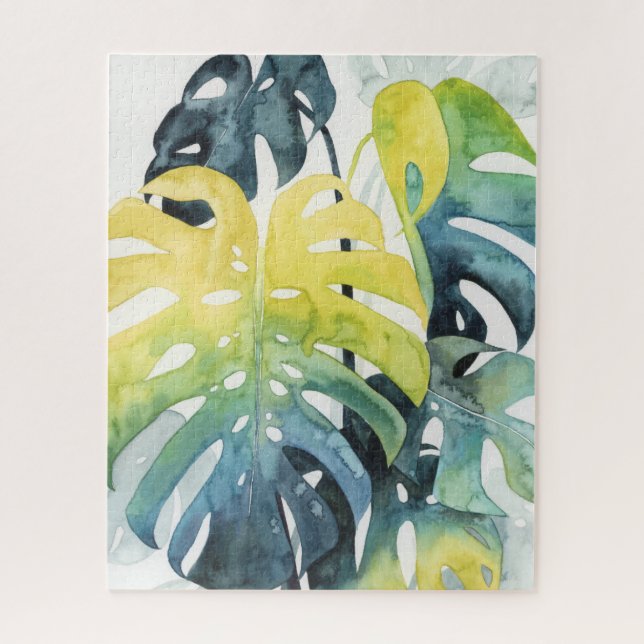 Watercolor Sunset Palm Tree Leaves Jigsaw Puzzle (Vertical)