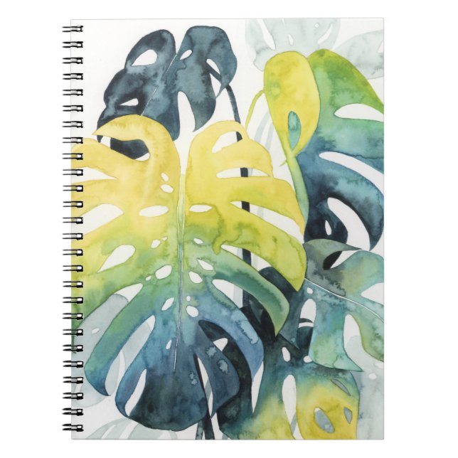 Watercolor Sunset Palm Tree Leaves Notebook (Front)