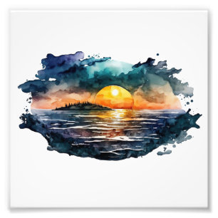 Watercolor Sunset Photo Print