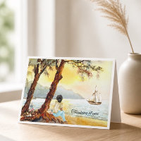 Watercolor Sunset Sailboat Sympathy
