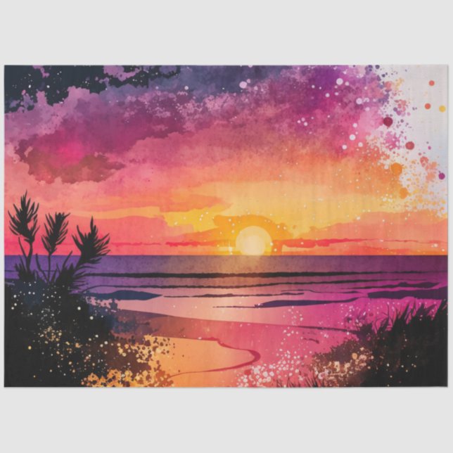 Watercolor Sunset Series Design 10 Tissue Paper (Front)