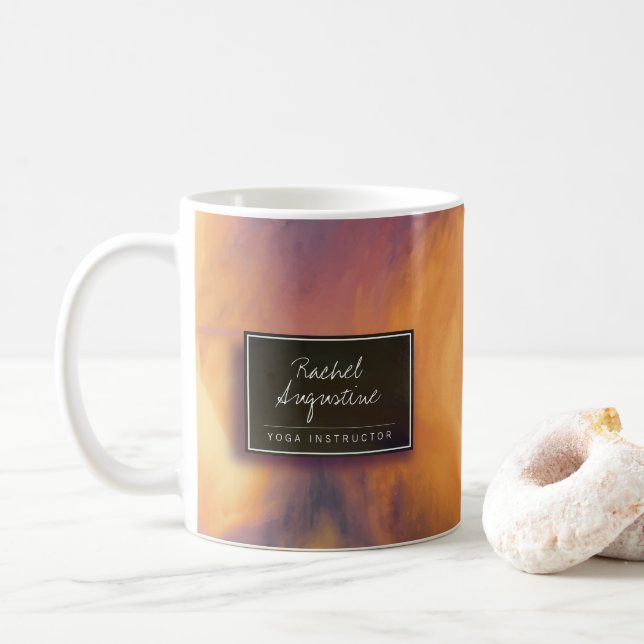 Watercolor Sunset Sky Yoga Mediation instructor Coffee Mug (With Donut)