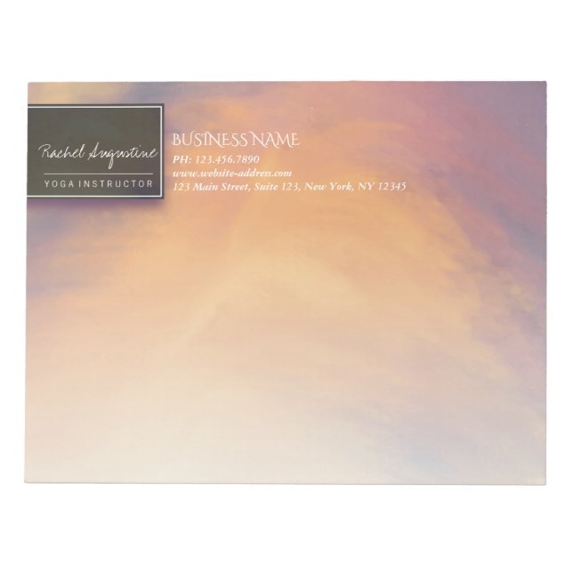 Watercolor Sunset Sky YOGA Meditation Instructor Notepad (Front)