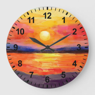 Watercolor Sunset Wall Clock