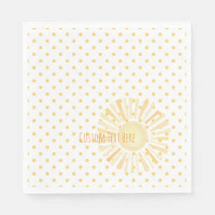 Watercolor Sunshine Art OWN TEXT Yellow Polka Dots Napkin