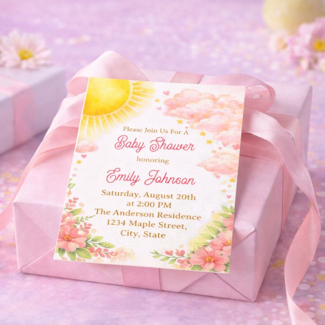 Watercolor Sunshine Baby Girl Shower Invitation (Creator Uploaded)