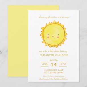 Watercolor Sunshine Baby Shower Invitation Neutral
