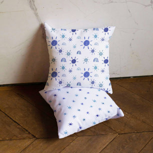 Watercolor Sunshine in Blue Reversible Cushion