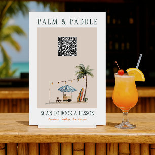 Watercolor Surf Lesson QR Sign