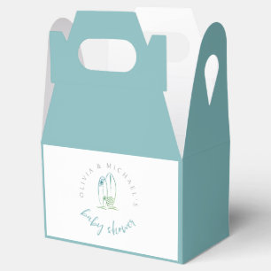 Watercolor Surfboard Baby on Board Baby Boy Shower Favour Box