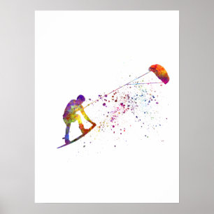watercolor surfer poster