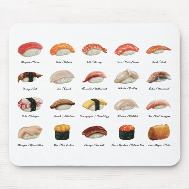 Watercolor Sushi Chart   Mouse Pad (Front)