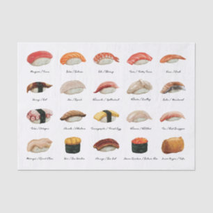 Watercolor Sushi Chart   Tissue Paper