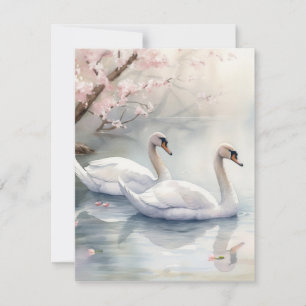 Watercolor Swan Couple Holiday Card
