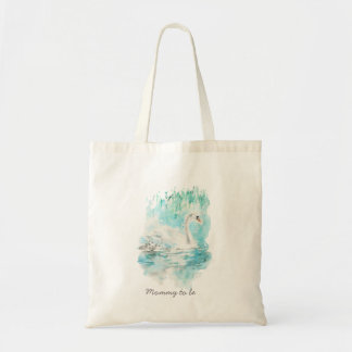 Watercolor Swan Mother and Baby Mommy to be Tote Bag