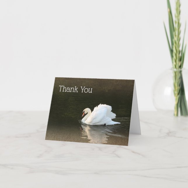 Watercolor Swan with Reflection  Thank You Card (Front)