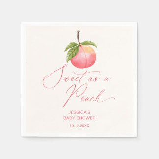 Watercolor Sweet as a Peach Baby Shower Napkin