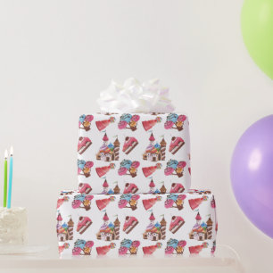 Watercolor Sweet Candy Land Pattern Wrapping Paper