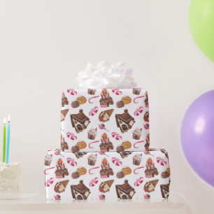 Watercolor Sweet Candy Land Pattern Wrapping Paper