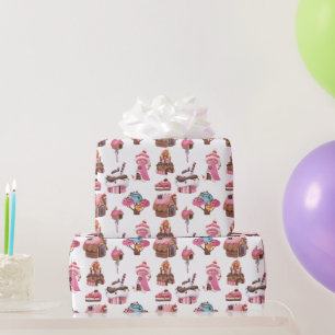 Watercolor Sweet Candy Land Pattern Wrapping Paper
