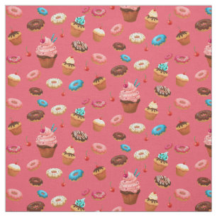 Watercolor sweet Doughnuts pattern Fabric