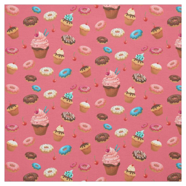 Watercolor sweet Doughnuts pattern Fabric (Swatch)