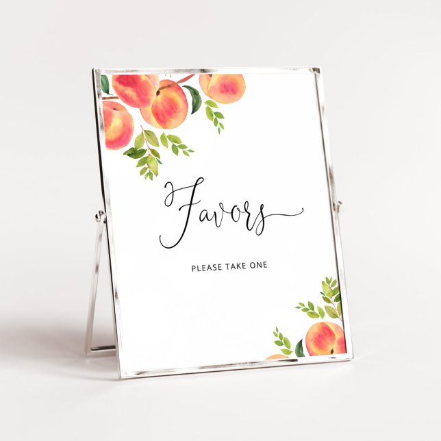 Watercolor sweet little peach Favors sign (Creator Uploaded)