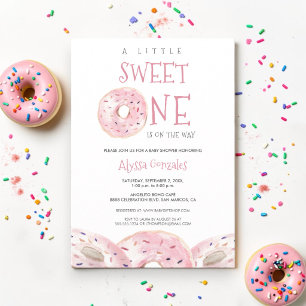 Watercolor Sweet One Doughnut theme Baby Shower Invitation