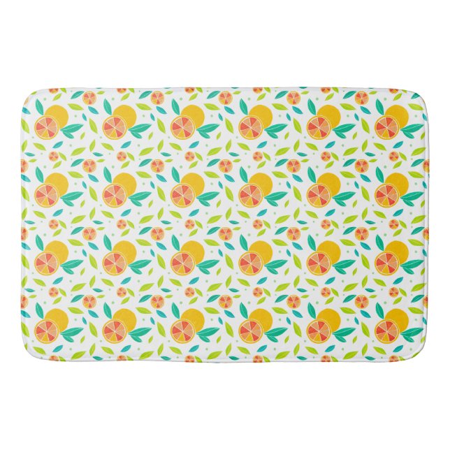 Watercolor Sweet Oranges Pattern Bath Mat (Front)