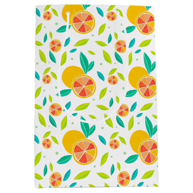 Watercolor Sweet Oranges Pattern Medium Gift Bag (Front)