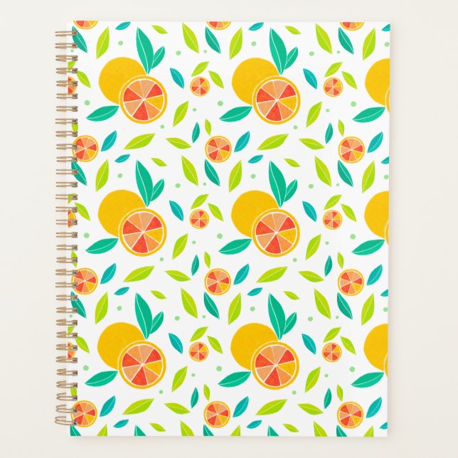 Watercolor Sweet Oranges Pattern Planner (Front)