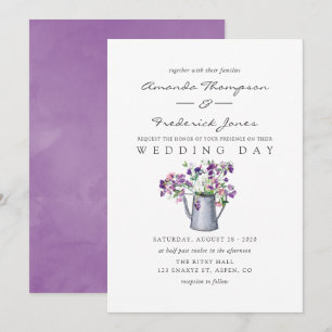 Watercolor Sweet Pea Floral Wedding Invitation