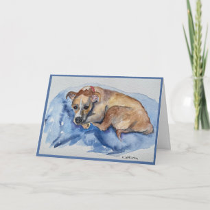 watercolor sweet rescue pup Folded Greeting Card