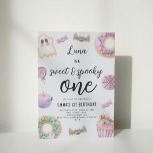 Watercolor Sweet & Spooky One First Birthday  Invitation