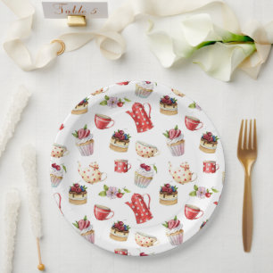 Watercolor Sweet Tea Party Paper Plate