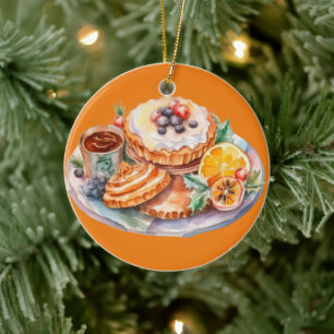 Watercolor Sweet Treats Ceramic Ornament