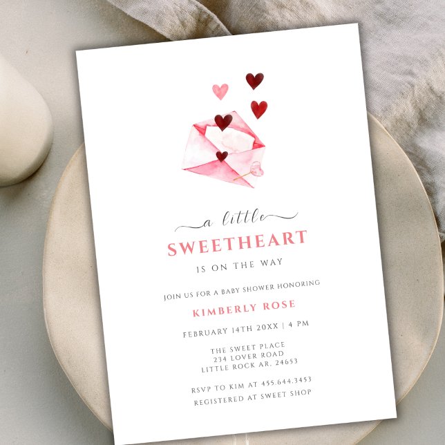 Watercolor Sweetheart Valentines Baby Shower Invitation (Watercolor Sweetheart Valentines Baby Shower Invitation)